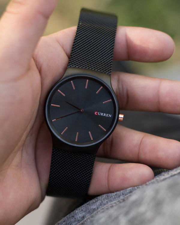 reloj de moda curren para caballero negro