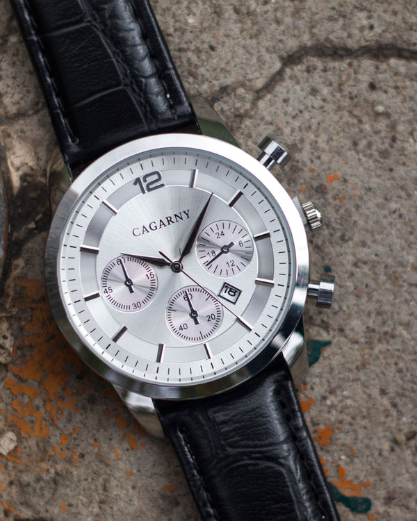 reloj cagarny con cara blanca de piel sintetica mexico