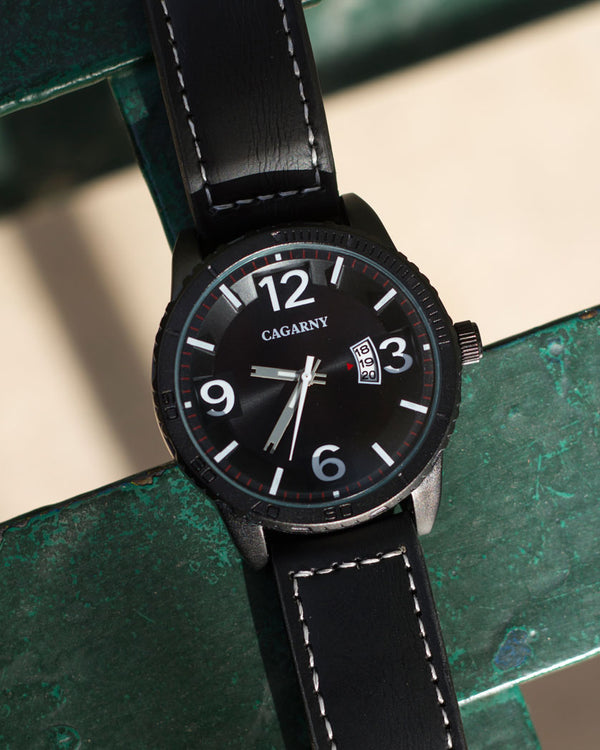 reloj cagarny negro piel sintetica mexicali mexico