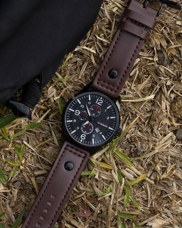 reloj para hombre curren cafe piel sintetica